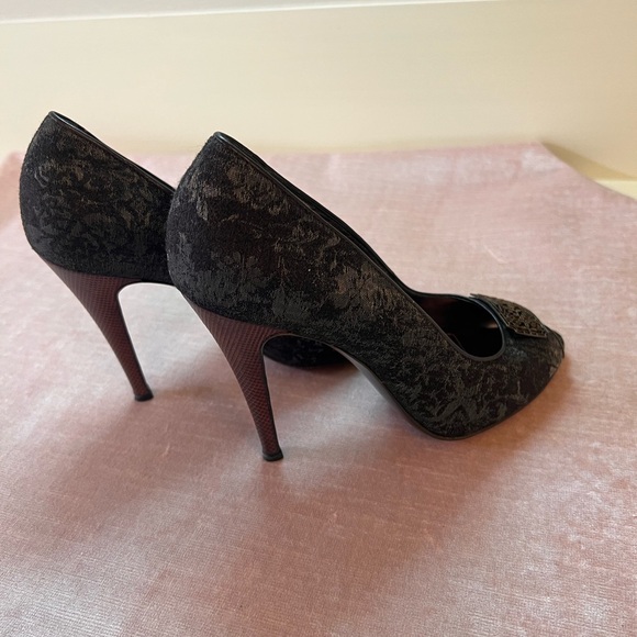 Elie Tahari Metallic Dark Green Heels, EU Size 37.5, US Size 7 - Picture 2 of 8